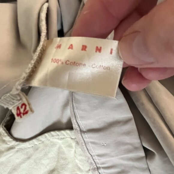 MARNI Button Fly Flat Front Wide Leg Cotton Khaki Chino Pants Pockets IT 42 US 6 - Picture 10 of 10